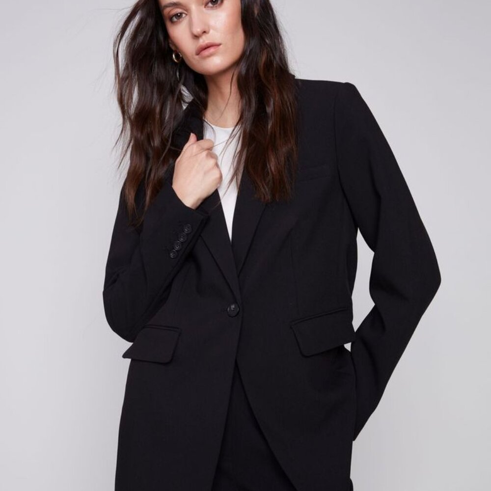 Fine Wool Blazer Suit Jacket sz 42R - Matt Black